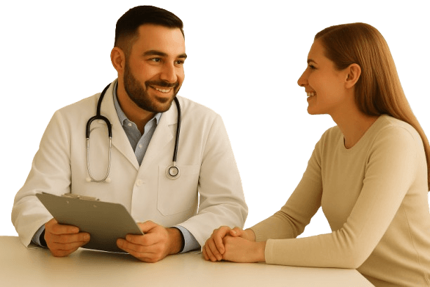 Doctor consulting patient in clinic